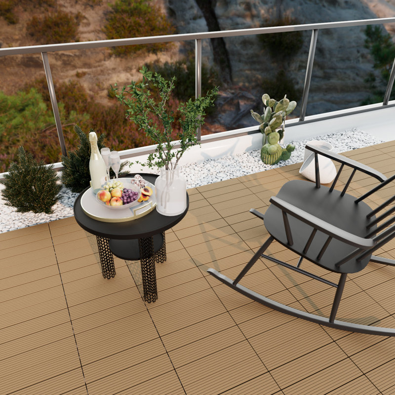 Carreau de terrasse en composite 12 po x 12 po, Chêne à quatre grilles