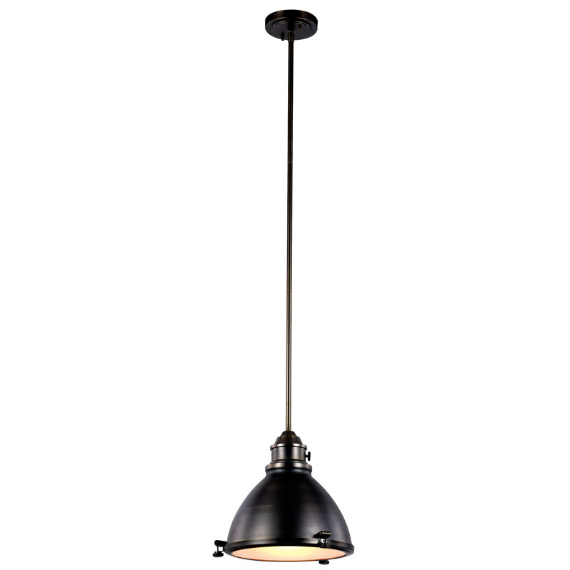 Luminaire suspendu en forme de cloche à 1 lumière Hollister, 47.5" H x 7" lx 7" p, Bronze patiné