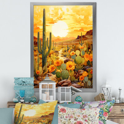Cactus Golden Garden, reproduction d'art sur toile