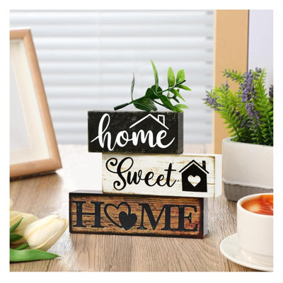 Ensemble de décorations en bois Farmhouse Sweet Home avec eucalyptus