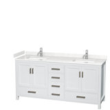 Sheffield 72" Freestanding Double Bathroom Vanity with Cultured Marble Top with 70" Mirror