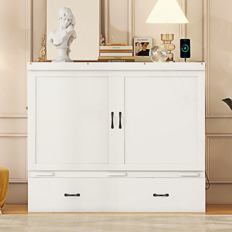 Lit escamotable Emmaree, Double, Blanc
