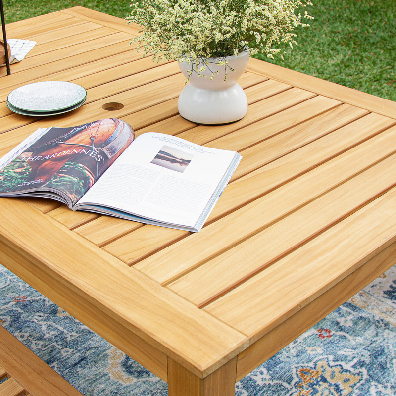 Ensemble repas d'extérieur rectangulaire en teck pour 4 personnes Sunseri
