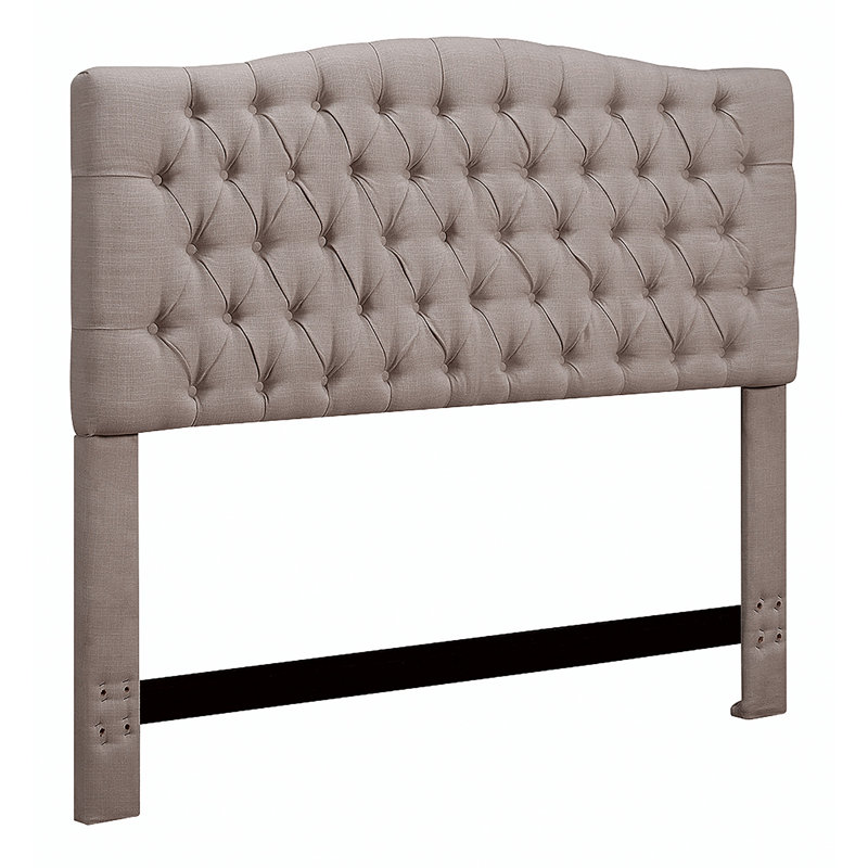 Elle Decor Celeste Tufted Upholstered Padded Headboard with Contemporary Button Tufting, Light Brown, Queen