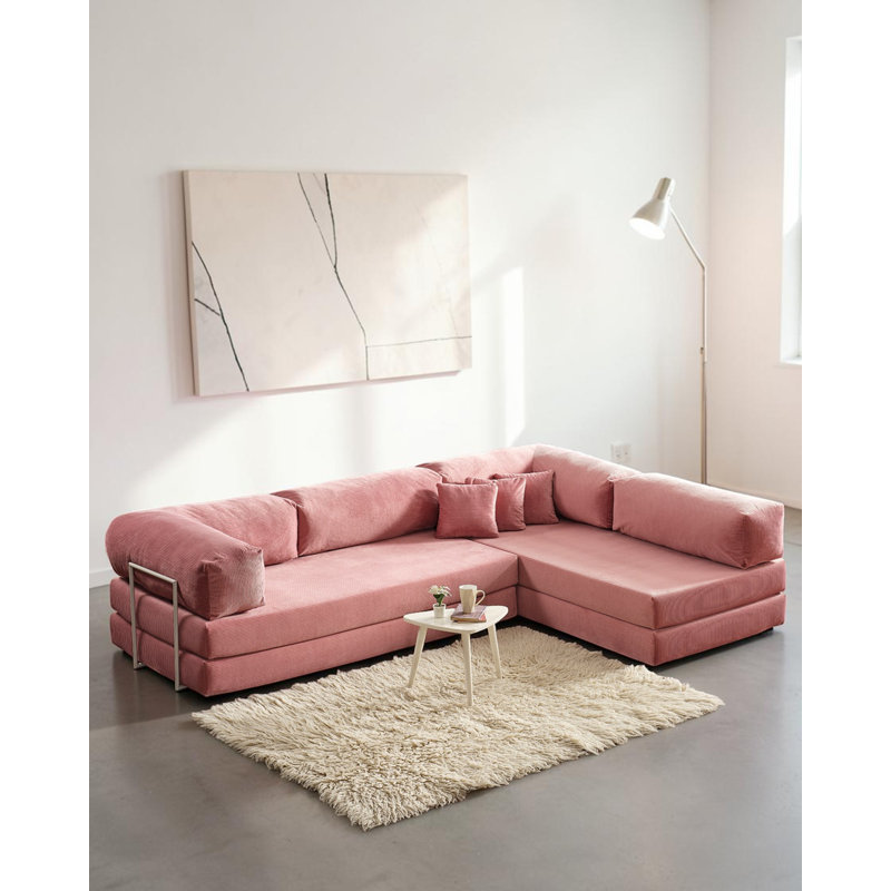 Canapé modulaire en L Blush, Rosé