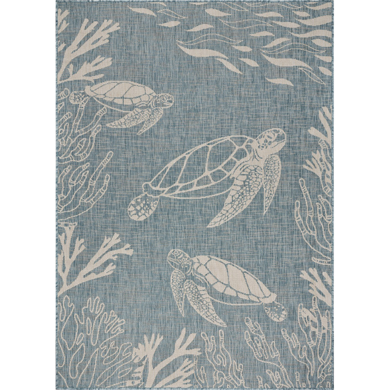 Hoover Tropical Zero-Pile Flatweave Indoor/Outdoor Durable Area Rug, Rectangle 7'6" x 9'5"