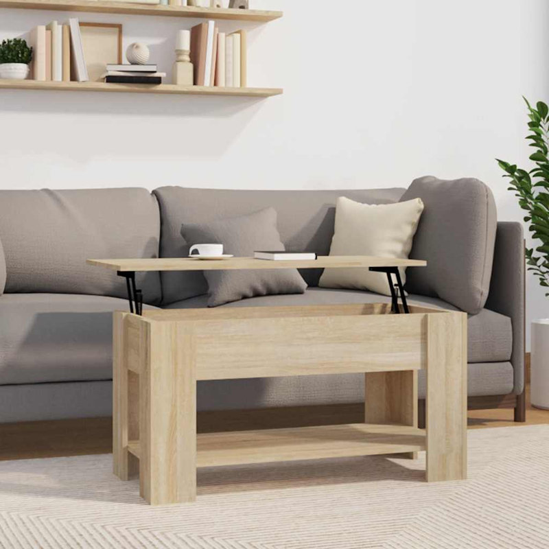 Andrewjames Manufactured Wood Frame Single Coffee Table with Storage, Brown Oak, 20.5" H x 39.8" W x 19.3" D