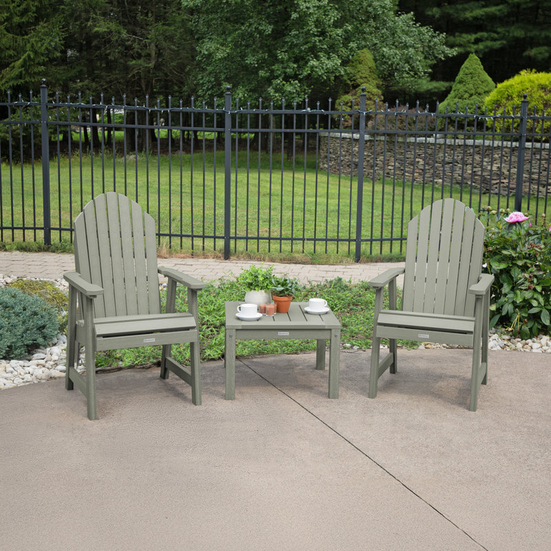 Chaise Adirondack en plastique avec table Anette, Eucalyptus