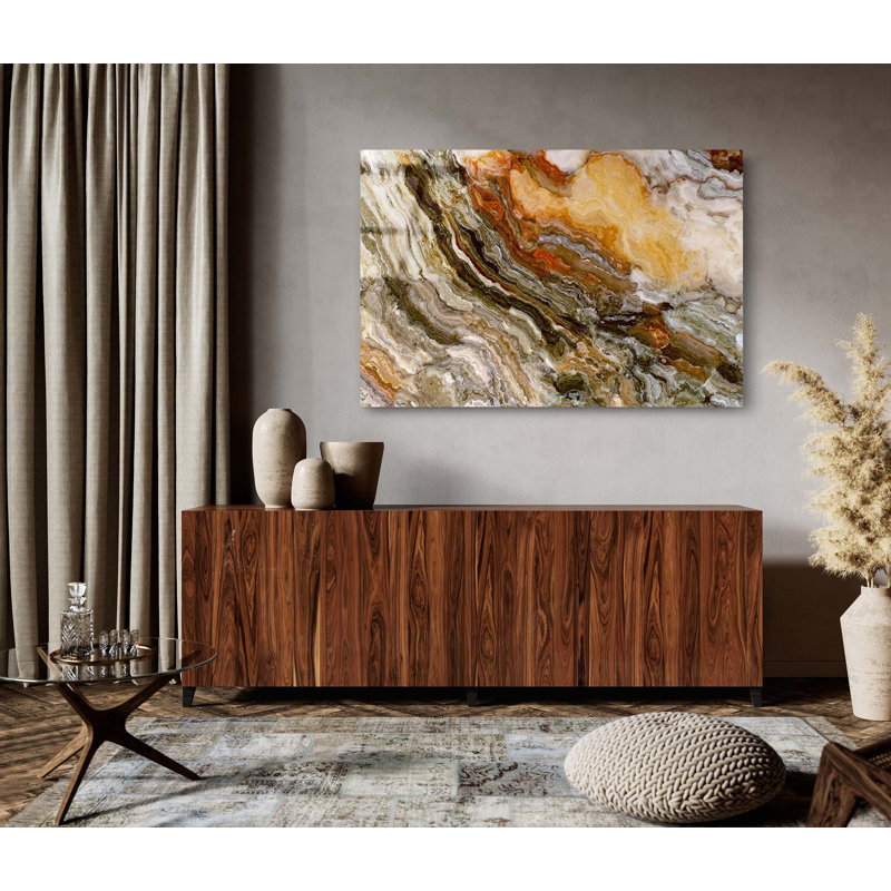 Décoration murale abstraite jaune en pierre minérale jaune pour bureau de chambre à coucher, H 24 po x l 36 po x P 1,25 po