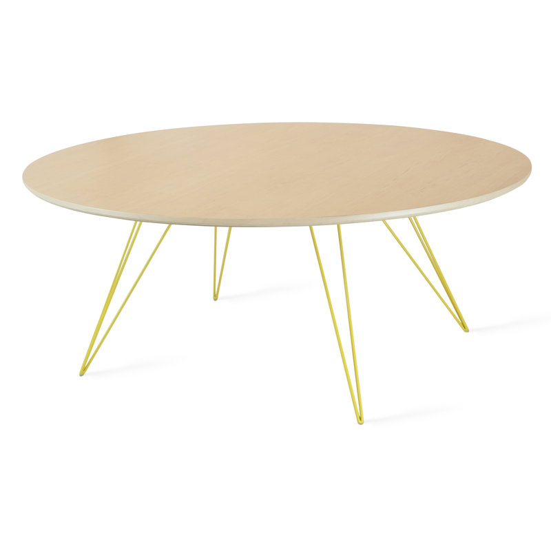 Williams Single Coffee Table, Yellow, 18" H x 46" W x 40" D, Maple