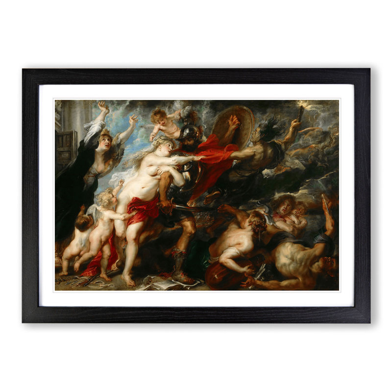 Consequences of War by Peter Paul Rubens - Picture Frame Painting, 27cm H x 36cm W x 2cm D, Black Framed