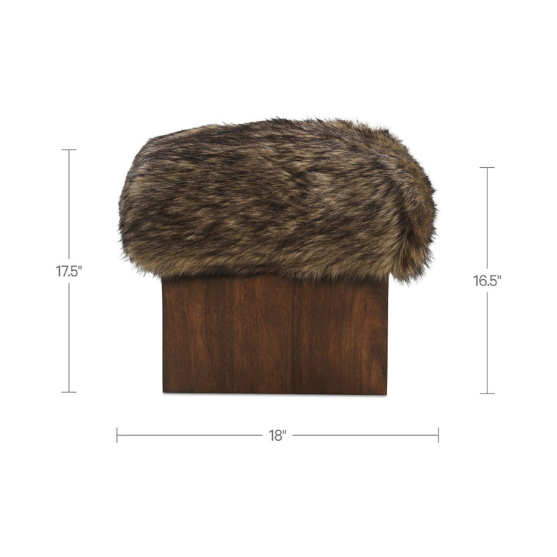 Serge Ottoman Brown Faux Fur, Brown