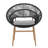 Cyril Outdoor Wicker Papasan Style Dining Chair, Teak Finished Leg And Dark Gray Faux Rattan, Gray Cushion, Set Of 2-28994191