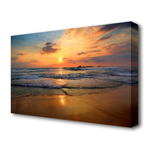 East Urban Home Beach Waves Sunset - Wrapped Canvas Print & Reviews ...