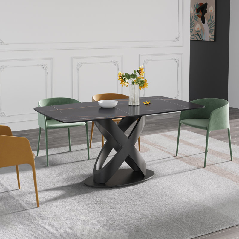 Table de salle à manger Sesteded, Noir, Noir, H 29,53 po x L 63 po x l 31,5 po