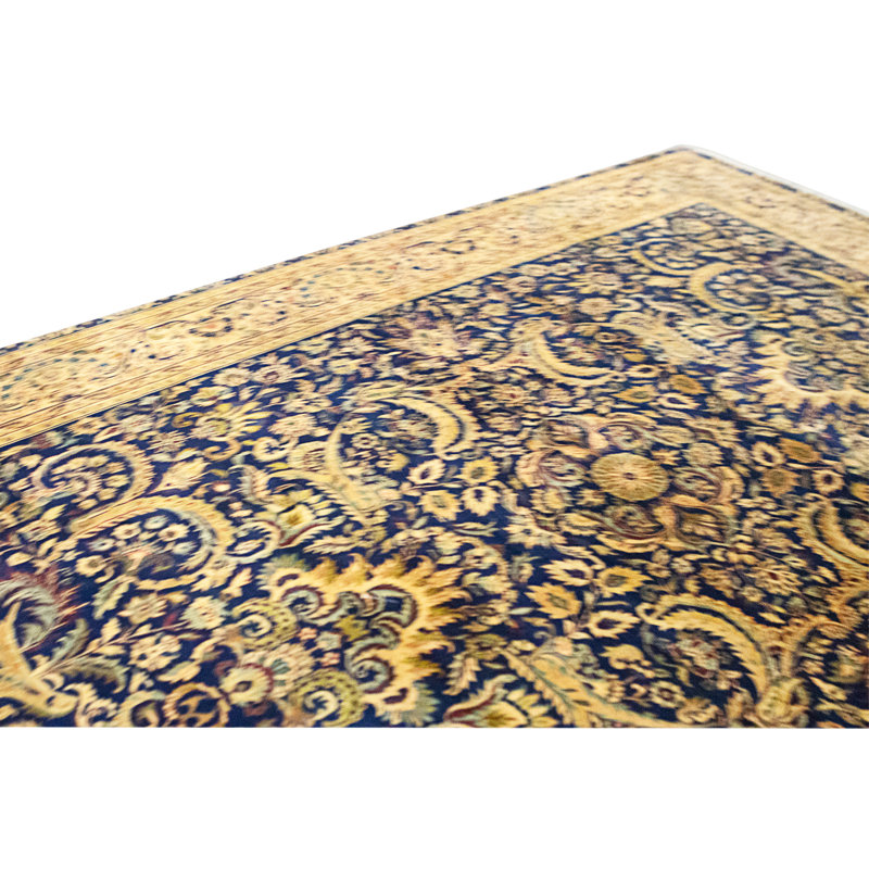 Hand Knotted Area Rug, Blue, Rectangle 12'4" x 9'