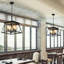 Lustre suspendu industriel noir 4 lumières 16 po, cage moderne en métal, lumière suspendue réglable pour la salle à manger-2036774783