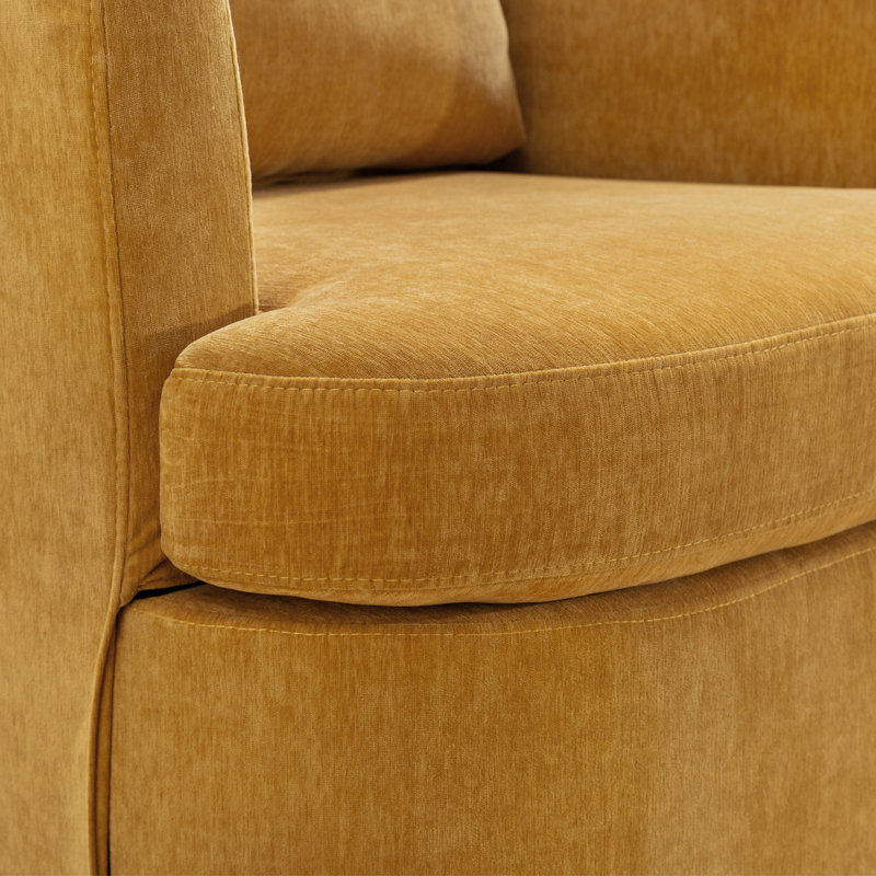 Fauteuil demi-tonneau pivotant rembourré Blendia, Chenille gingembre