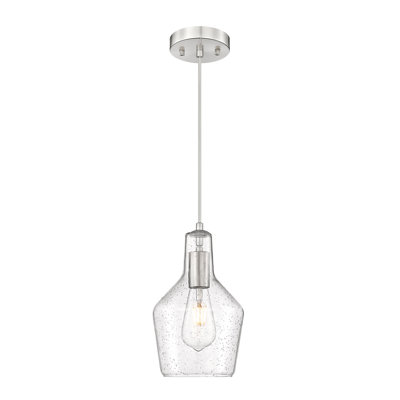 1 - Light Single Ktichen Pendant With Seeded Glass