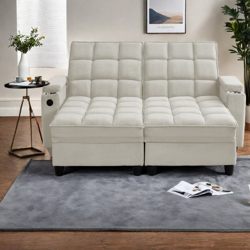 Multifunctional Sofas With Storage, Wood Frame Modern Sleeper For Home