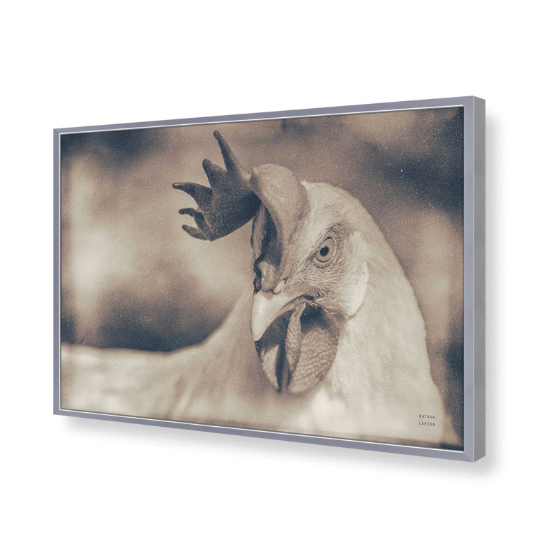 «Chicken in the Sun II sépia» par Nathan Larson, reproduction d'art, 8" H x 12" W, Argent