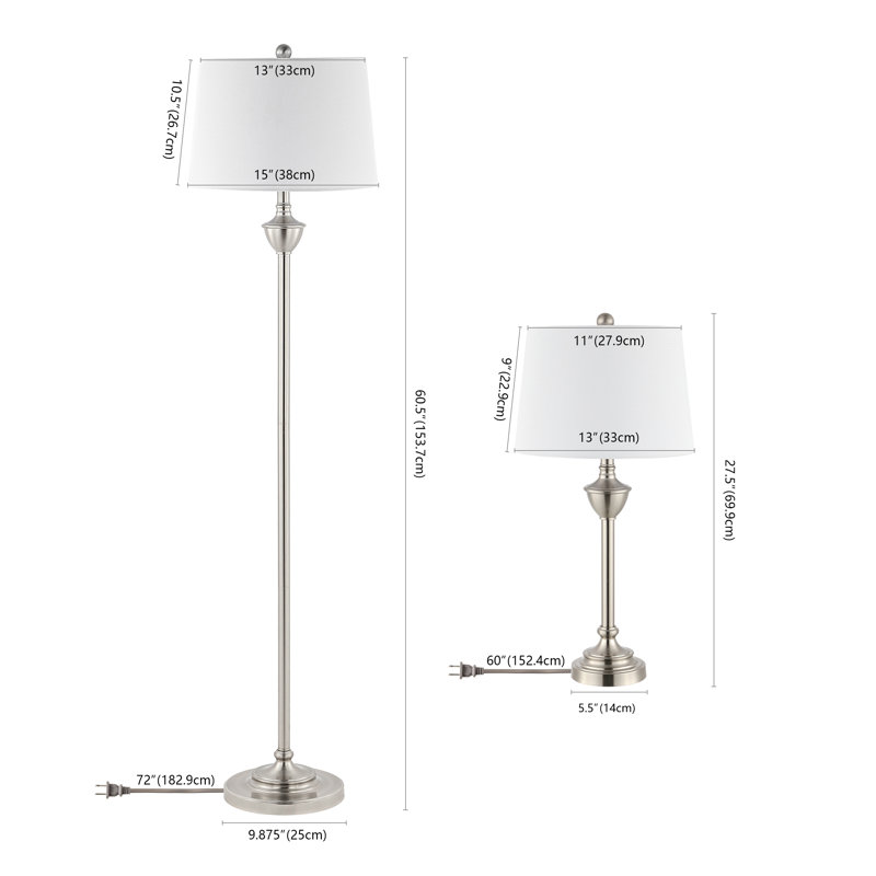 Ensemble de lampes de table et sur pied en nickel 27,5 "Ardak