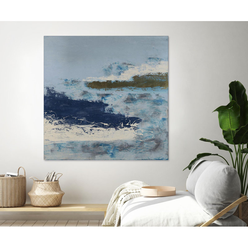 Giant Blue and Beige Canvas Art Print, 72 x 72 inches