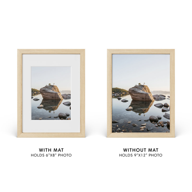 Cadre photo en bois massif avec verre, Beige, L 9 po x H 12 po