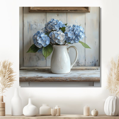 Minimalisme hortensias dans un pot à lait I - impression d'hortensias sur métal