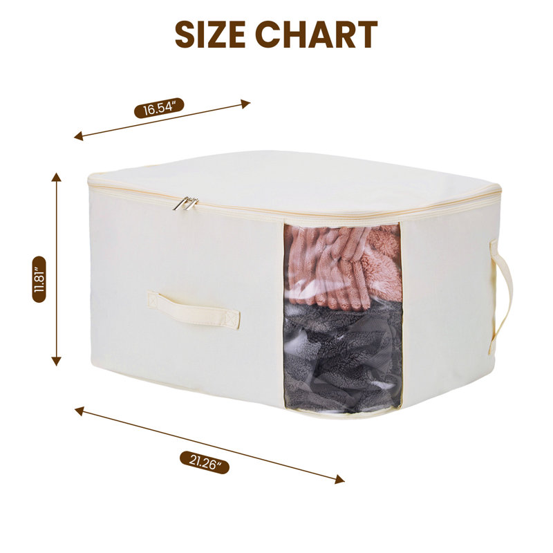 Lot de 2 sacs de rangement robustes en toile avec fermeture éclair et fenêtre transparente – Grand organisateur respirant