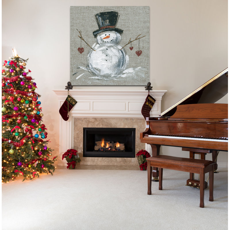 Lin bonhomme de neige II - imprimé, H 16 po x l 16 po, Toile tendue, Sans cadre