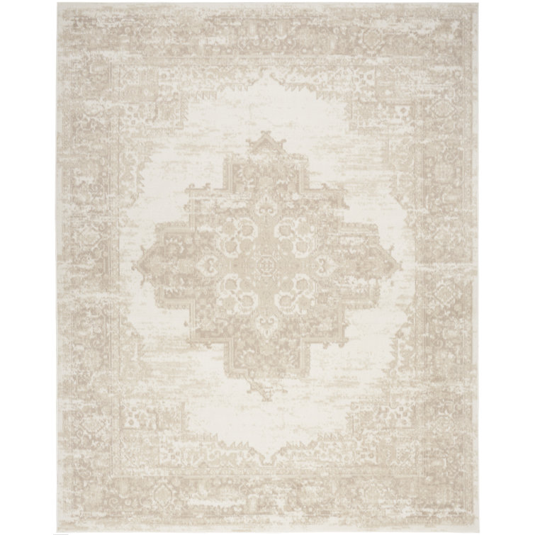 Burnie Oriental Ivory/Beige Area Rug