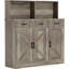Buffet Farmhouse avec support pour micro-ondes, portes de grange, gris