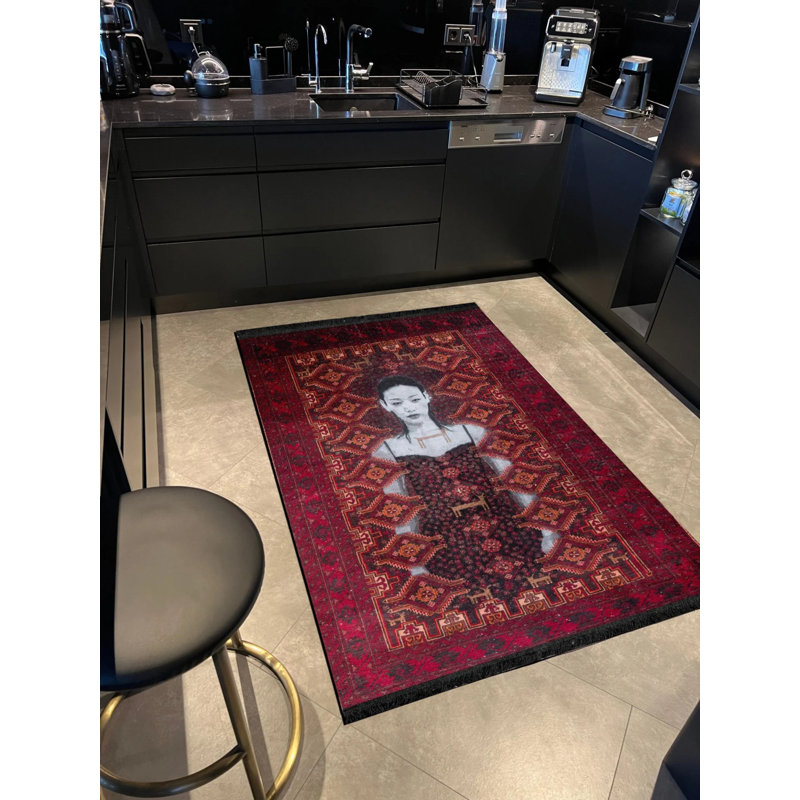 Tapis intérieur / extérieur en polypropylène tissé à la machine Sabu, Rectangle 5 pi x 9 pi 11 po