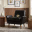Fauteuil d'appoint rembourré avec accoudoirs arrondis et pieds en bois-317260744