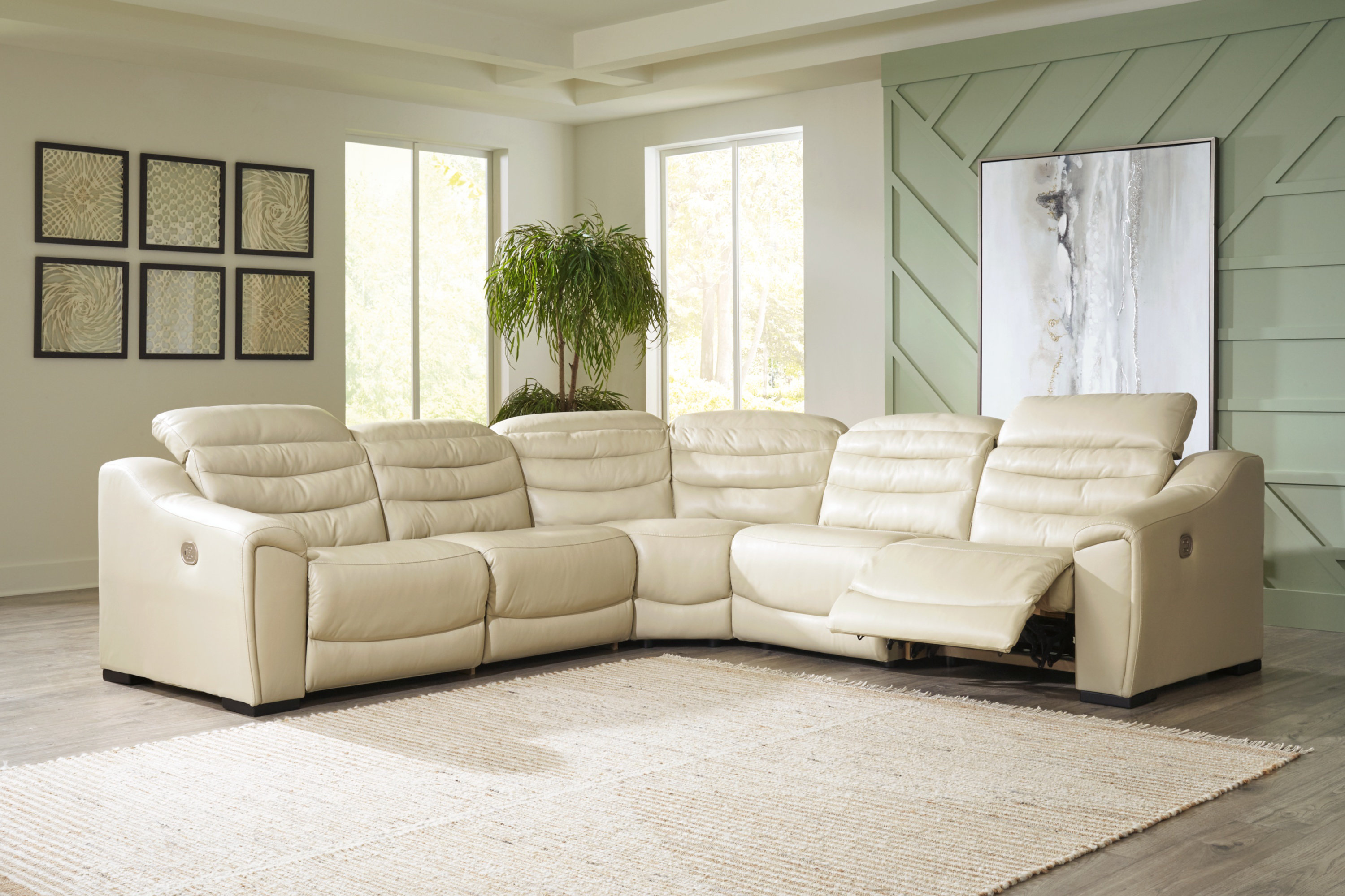 Symmetrical sectional deals leather