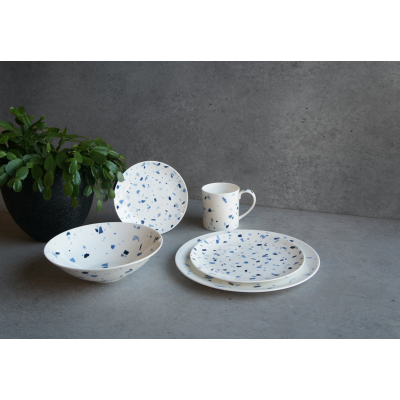 Terrazzo Azzurro Bone China Serving Bowl