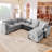 120*93" Modern U Shape Modular Sofa With Storage Ottoman