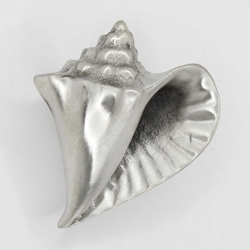 2" Conch Shell Right Facing Knob, Brushed Nickel