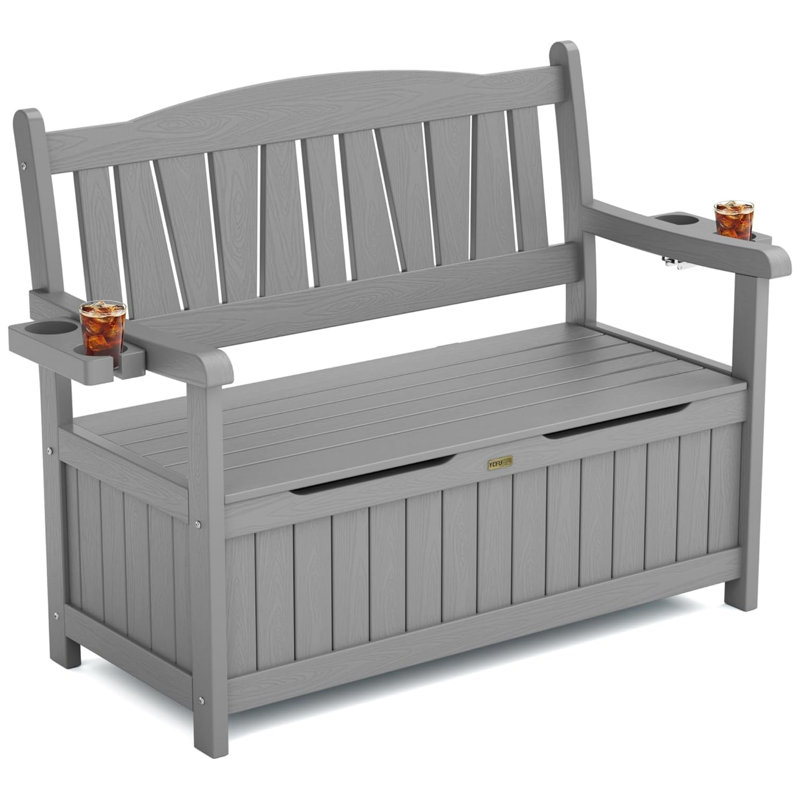 Banc de rangement d'extérieur pour terrasse de 43 gallons avec dossier à 96 ° de hauteur et sièges surdimensionnés, Bleu