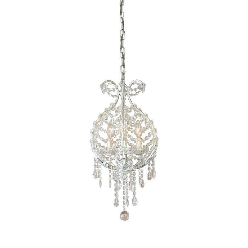 Lustre 3 lumières en chrome avec cristaux transparents