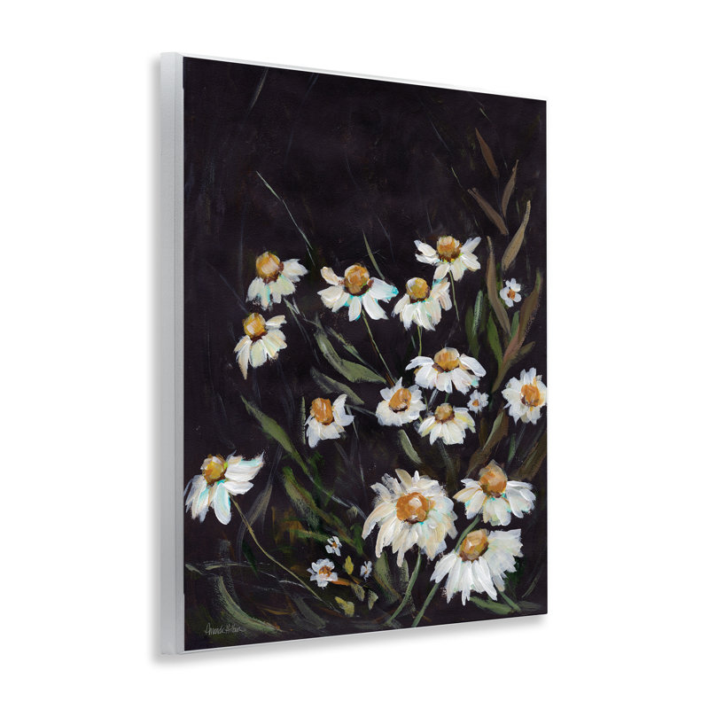 «Daisies on Black», art mural sur bois par Amanda Hilburn