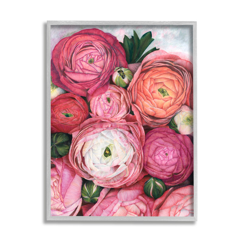 Romantiques pivoines rouges en herbe par Blursbyai - peinture à cadre flottant sur bois, H 14 po x l 11 po x P 1,5 po