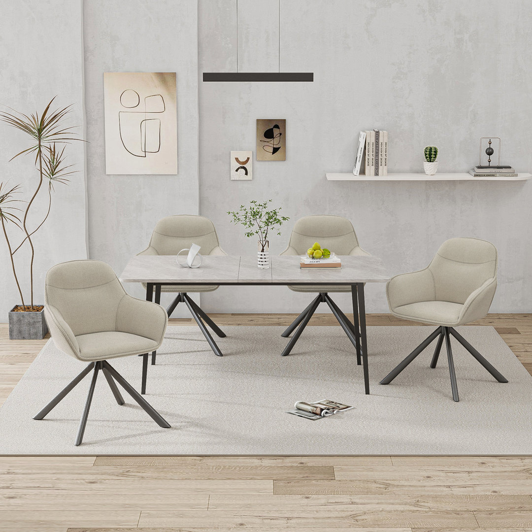 48.5cm H Fabric Upholstered Dining Chair with Arm