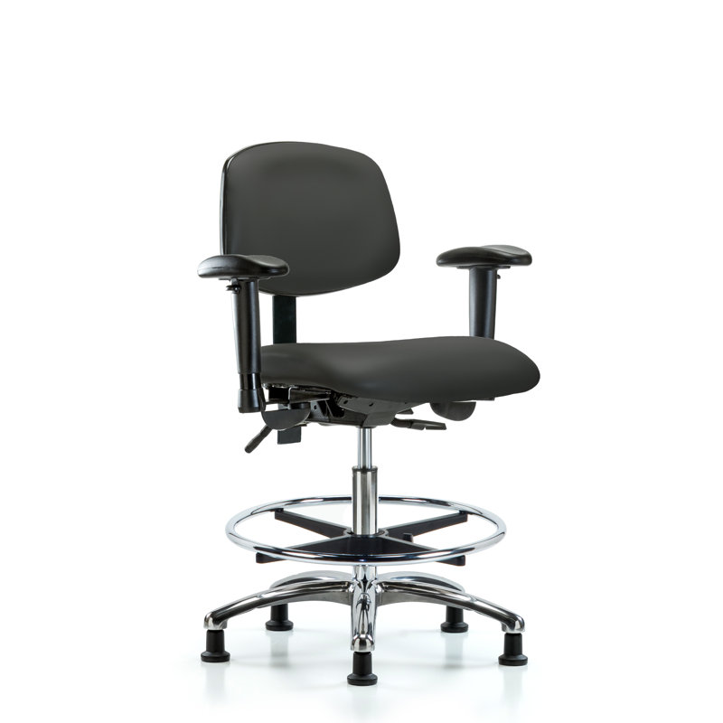 Aliya Vinyl Drafting Chair, Charcoal, Glides, Included