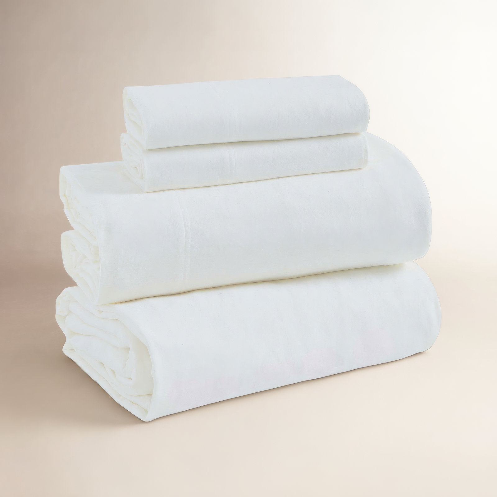 Cotton Flannel Sheet Set, California King Sheet Set with 2 Pillowcases, Ivory