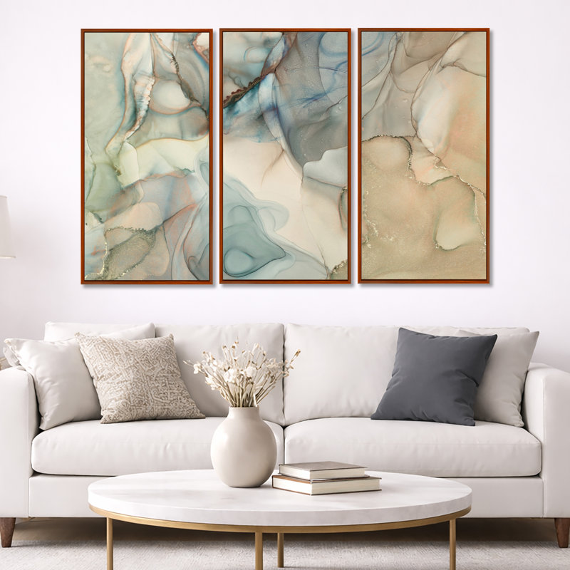 3 pièces, cadre flottant, impression sur toile, L 60 po x H 40 po, Brun