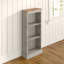 St Blazey Low Narrow 3 Shelf Bookcase, Grey And Antique Wax Finish, Corona Design