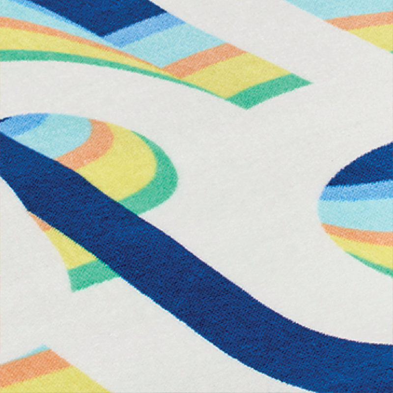 Serviette de plage surdimensionnée en velours de coton 36 x 72 Lacotte Lacotte, LCST Lettres ludiques - bleu
