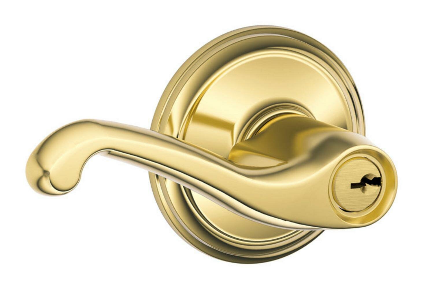 Saturn Polished Brass Keyed Entry Door Knob